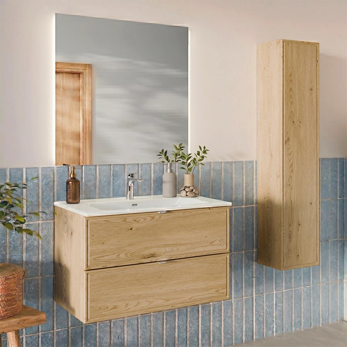 BADMÖBEL 81cm Elias 2er-Set Holz - Braun, Holzwerkstoff (81/50/46cm) - Petits-meubles