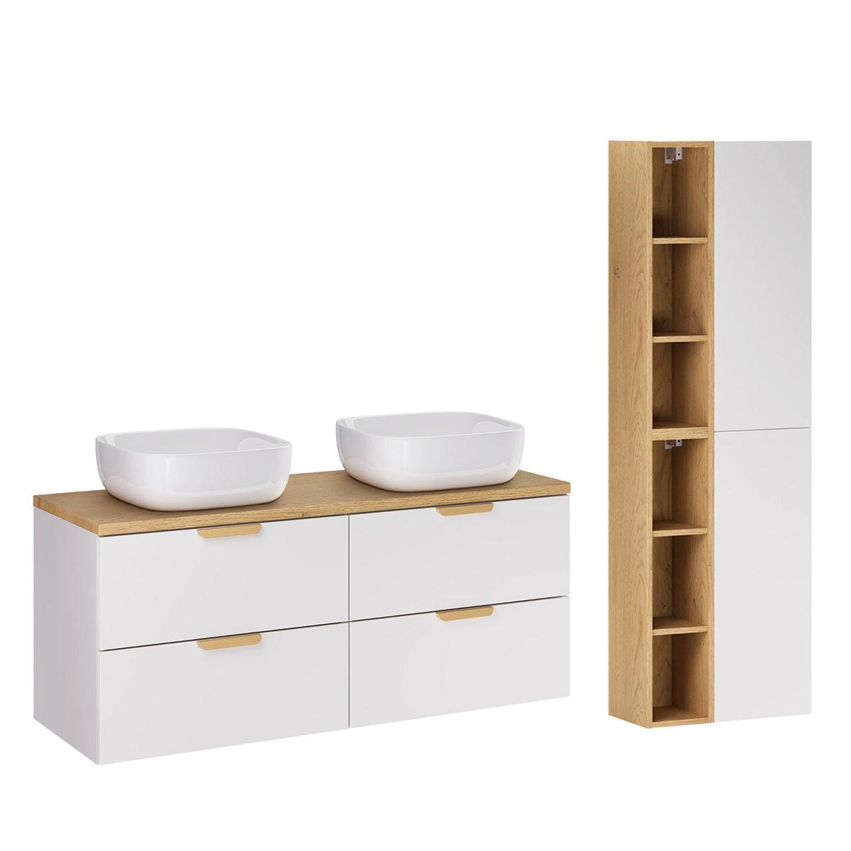 BADMÖBEL 120.6cm Oria 2er-Set Weiß - Weiß, Holzwerkstoff (120.6/50/46.5cm) - Petits-meubles