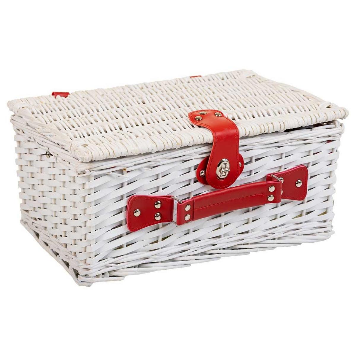 PICKNICKKORB, weiß, 40x28x19cm - Weiß, Naturmaterialien (40/20/28cm) - Wanderlust
