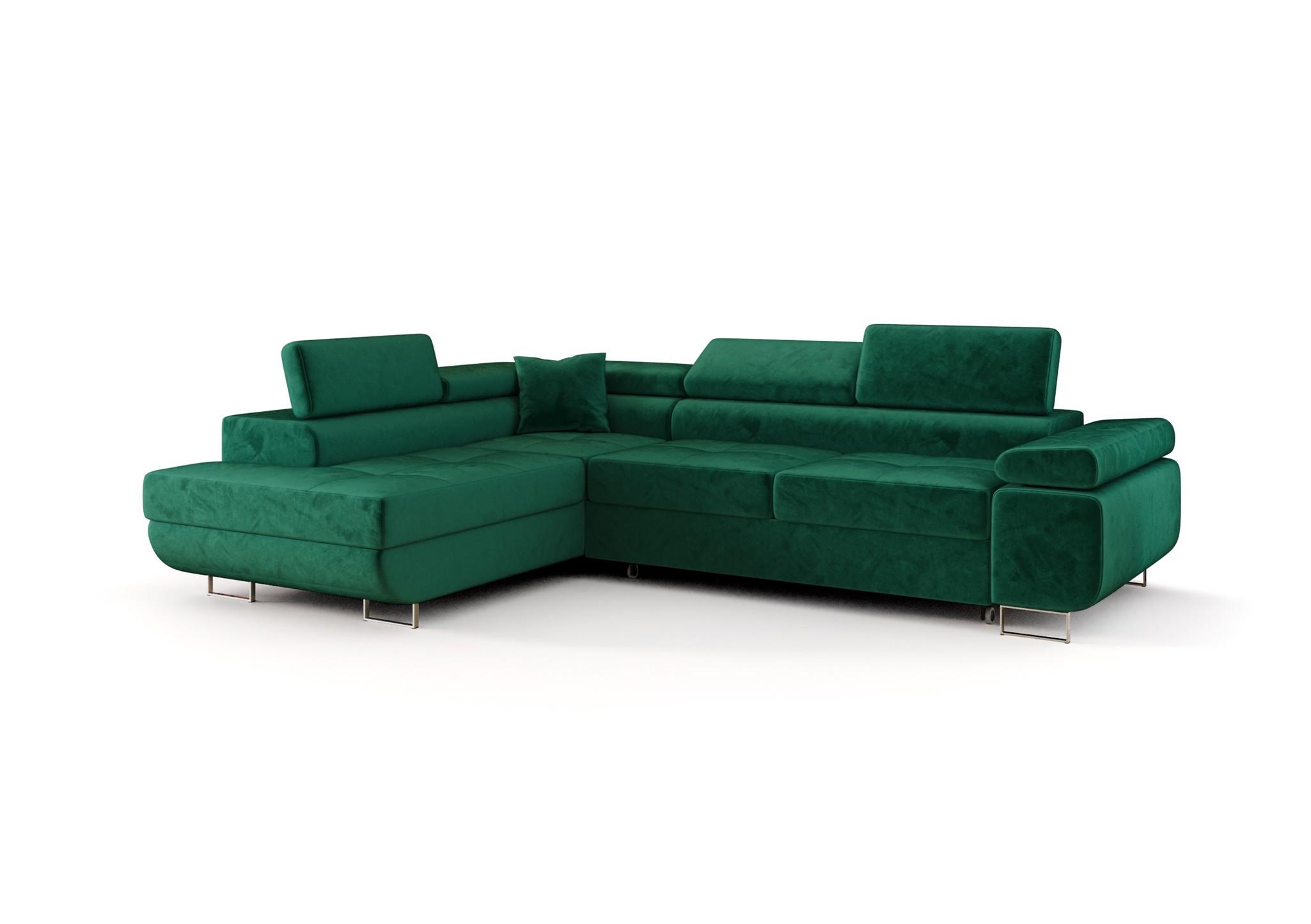ECKSOFA Monaro Mit Schlaffunktion - Grün, Holzwerkstoff/Textil (202/275cm) - Fun Möbel