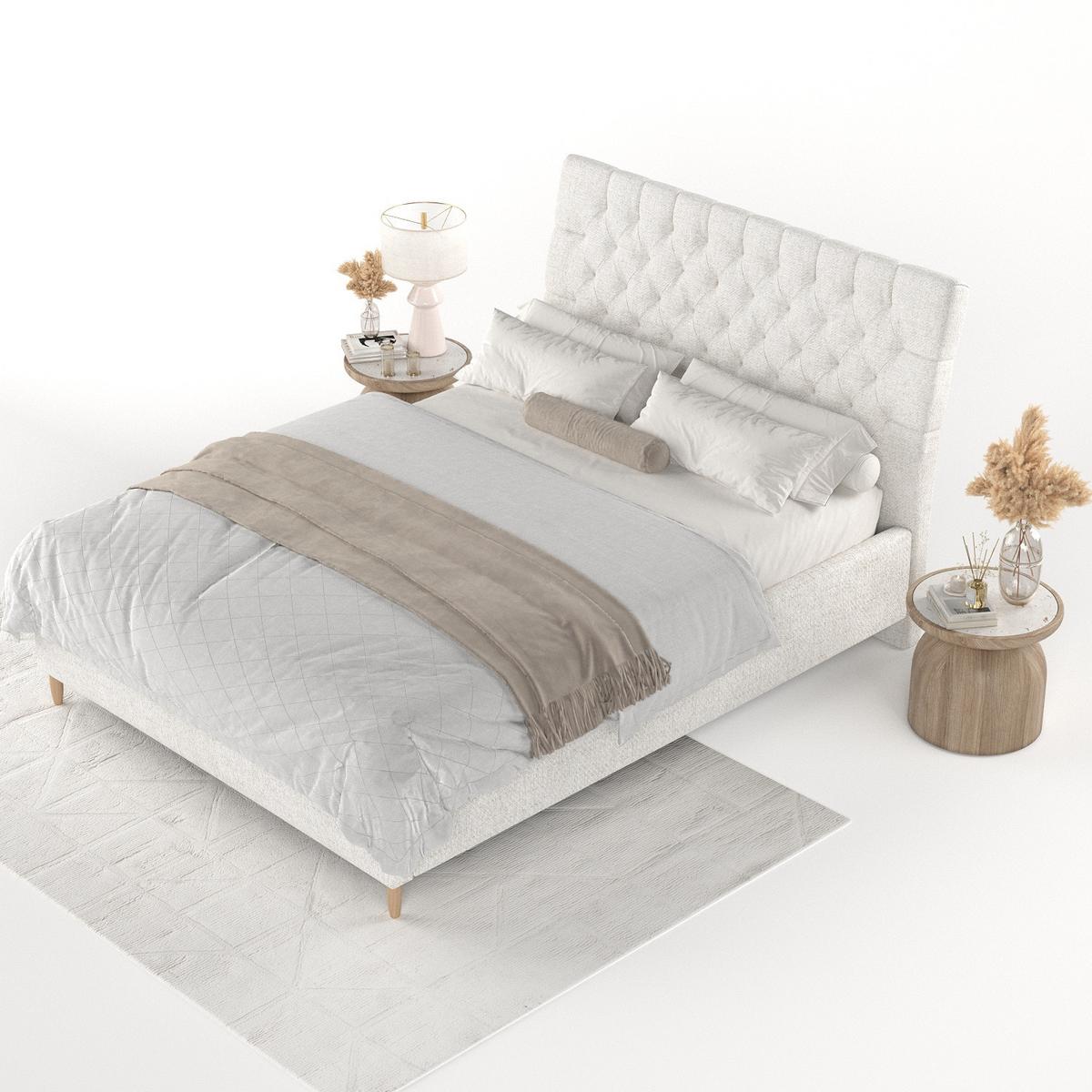 POLSTERBETT Lira 120/200 cm Creme im Neve Stoff - Creme/Naturfarben, Holz/Holzwerkstoff (120/200cm) - AltaBeds