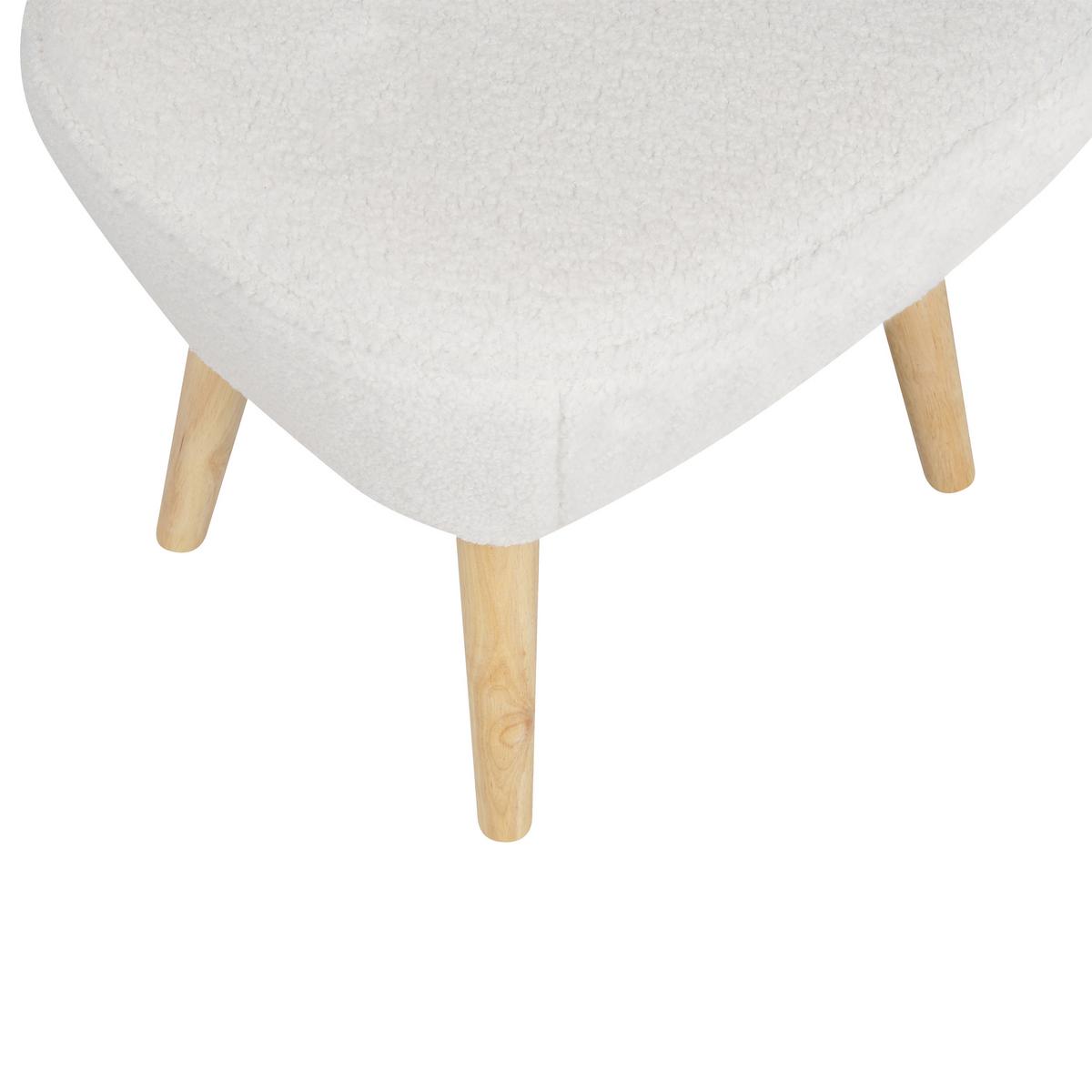 SESSEL Bouclé weiß/hellbraun plus Hocker Tumba - Hellbraun/Weiß, Textil (74/85/79cm) - Beliani