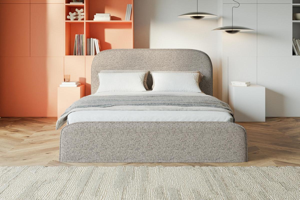 BETT 90x200 - Polsterbett mit Bettkasten und Holzrahmen - Modern Betten - Eleganter Puente-Stoff - Kollektion Vienna - Beige Melange - Beige, Holz/Textil (90/200cm) - Alpi-Möbel