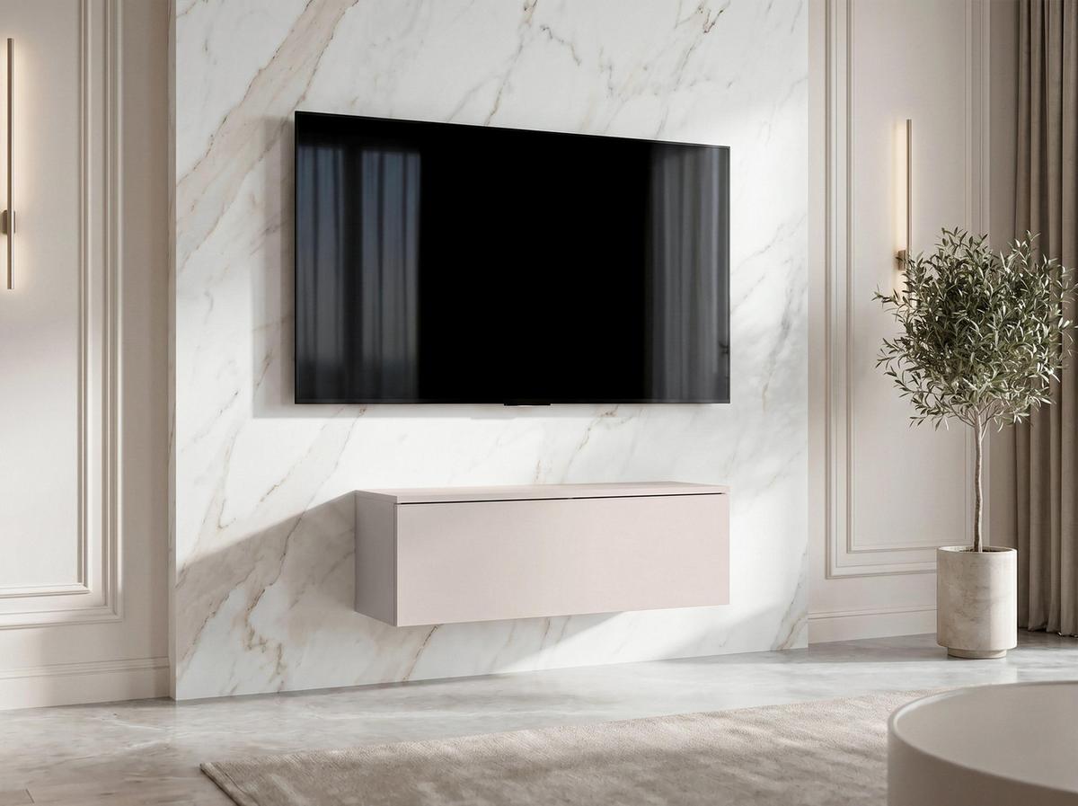 LOWBOARD Barvo 100 Beige Kaschmir 100/34/32 cm – hängendes TV-Board - Beige, Holzwerkstoff (100/34/32cm) - AX Living