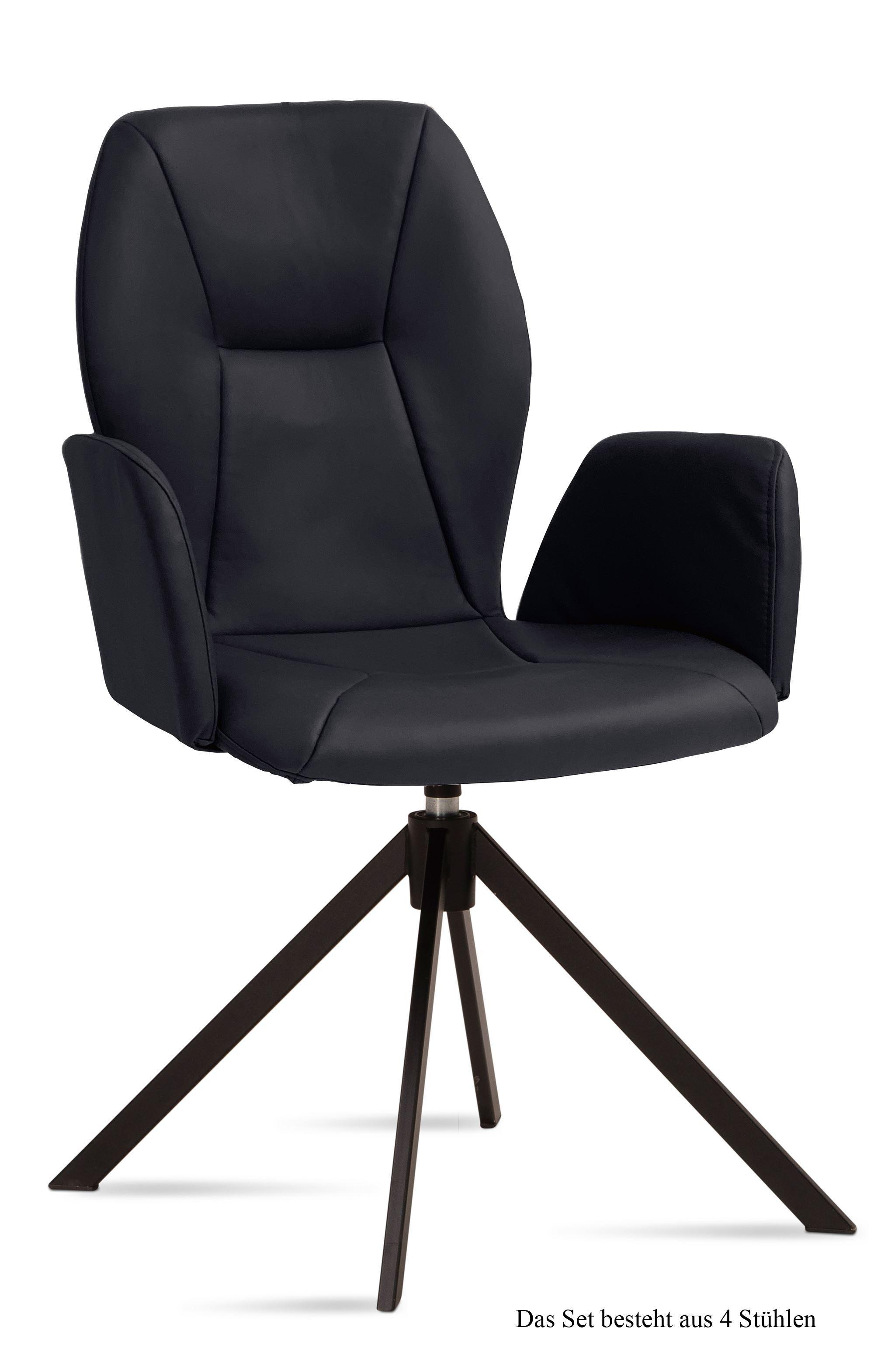 ARMLEHNSTUHL drehbar (4er-Set) Deonne 58x92x60 Schwarz/Anthrazit - Anthrazit/Schwarz, Kunststoff (60/92/58cm) - 58aufmkessel