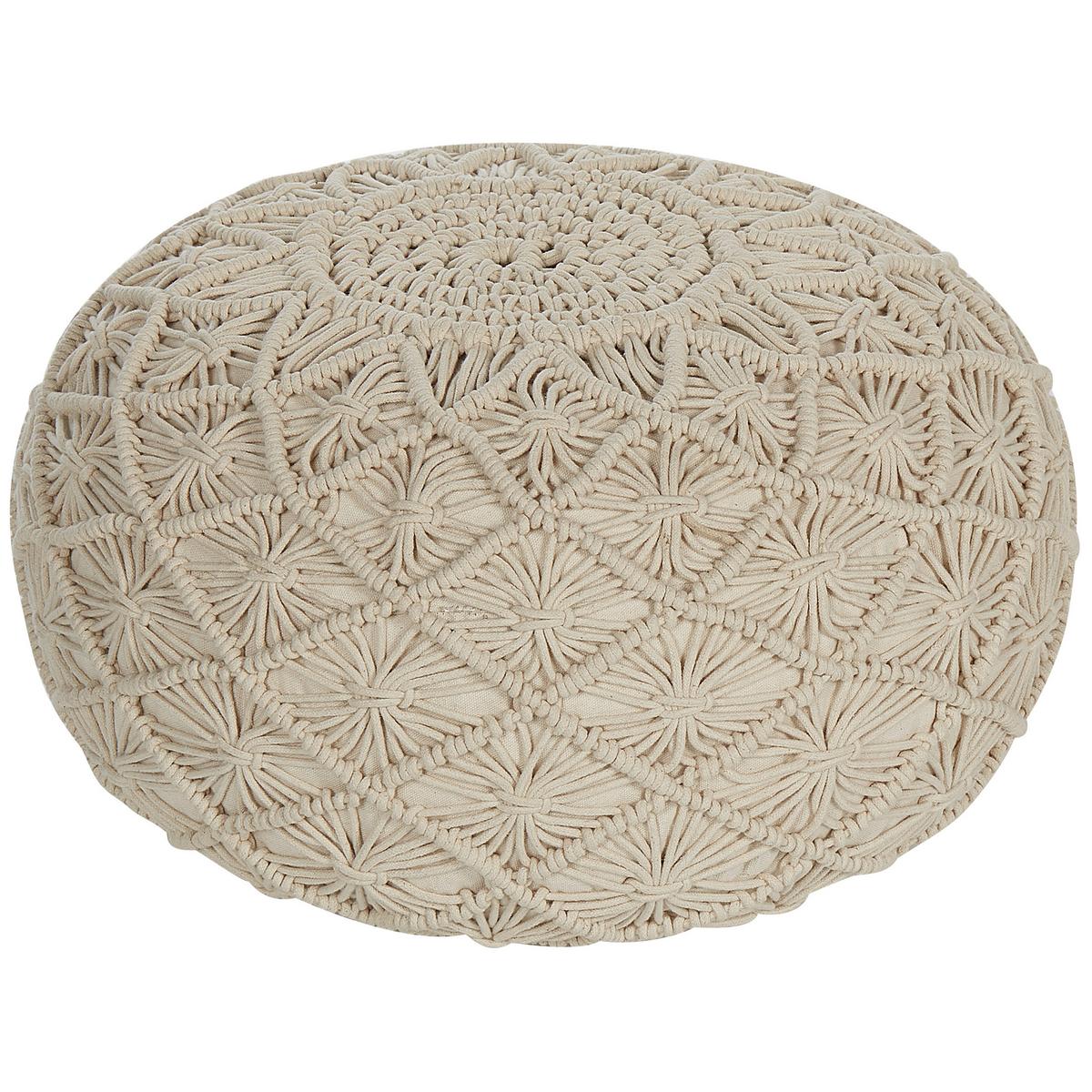 POUF Berkane 50/50/30 cm - Beige, Naturmaterialien/Textil (50/30/50cm) - Beliani