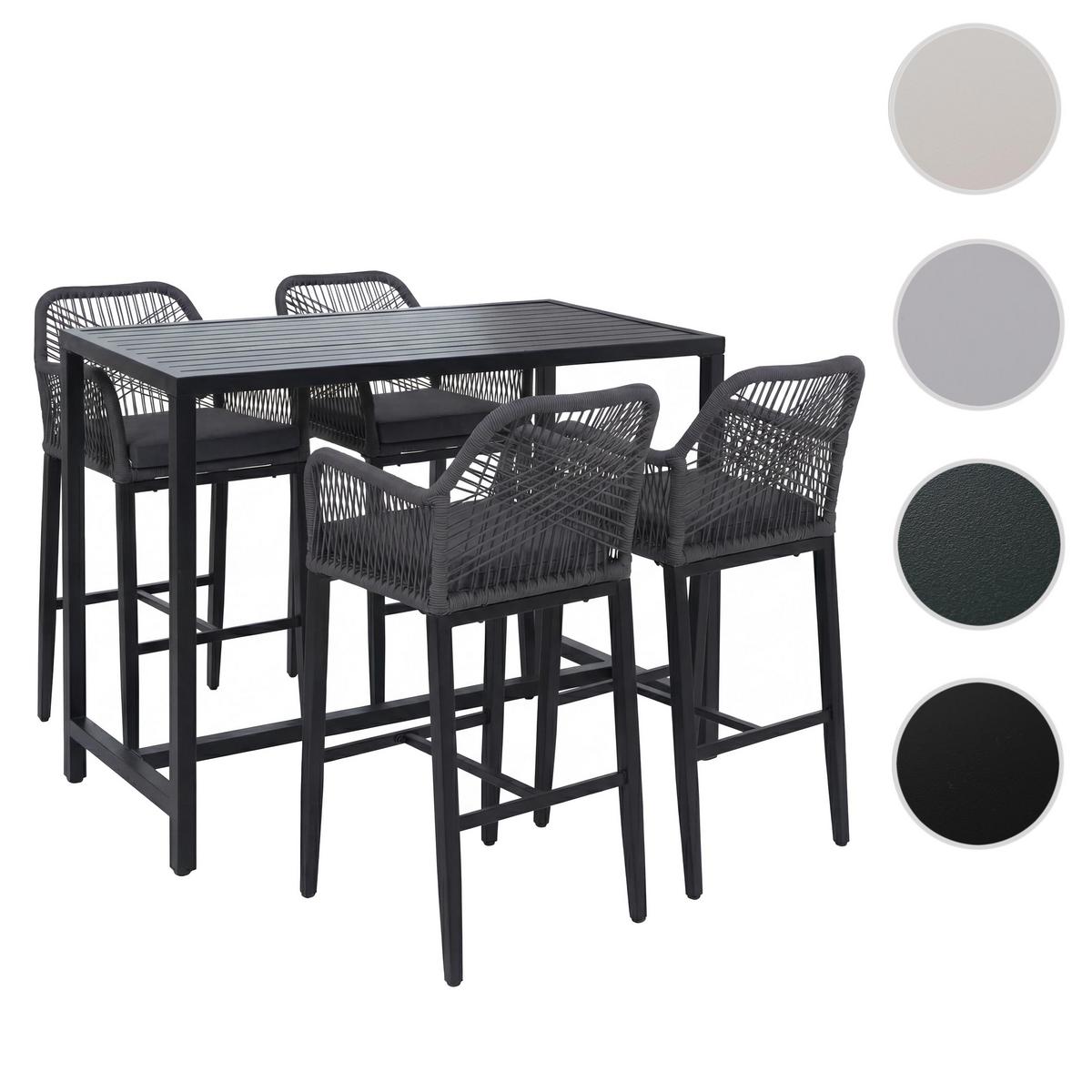 SET BARTISCH + BARHOCKER eckig Grau 5er-Set - Grau, Metall (65/130/105cm) - MCW
