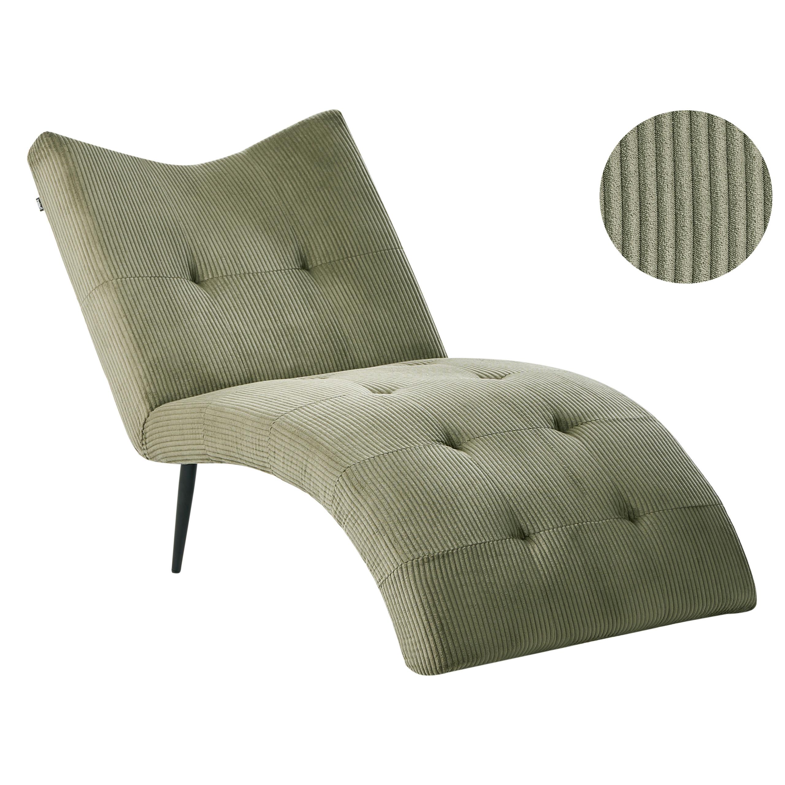 CHAISELONGUE Cord Grün Quilly - Schwarz/Grün, Textil (83/97/153cm) - Beliani