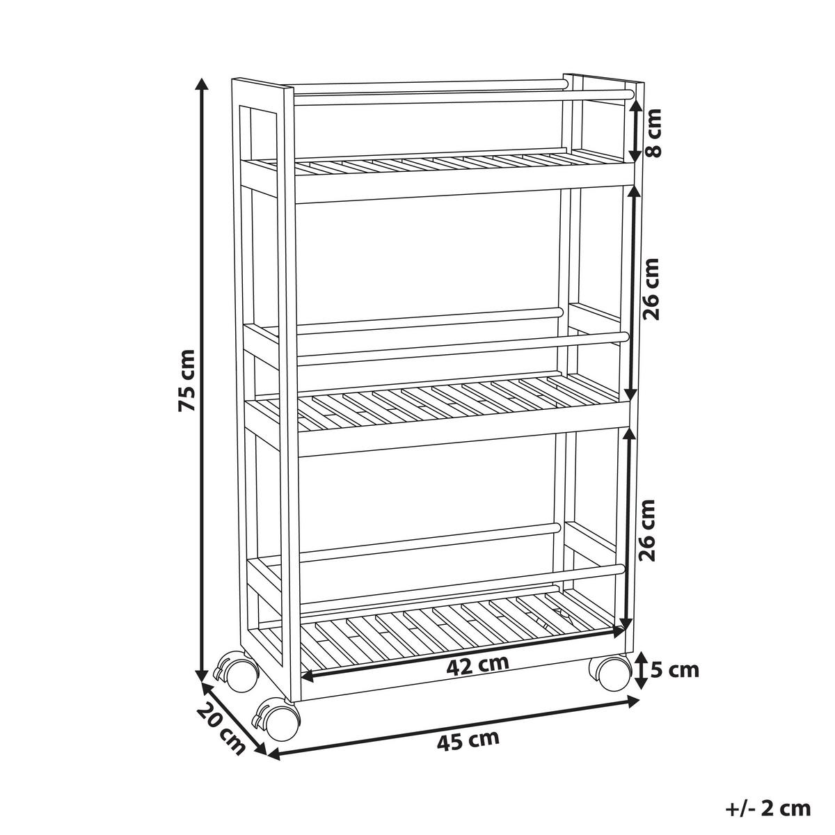 REGAL Bambus Hellbraun mit Rädern Quintay - Braun, Holz (45/75/20cm) - Beliani