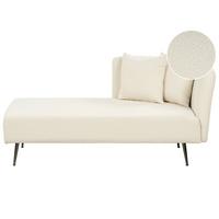 CHAISELONGUE Bouclé cremeweiß rechtsseitig Riom - Schwarz/Weiß, Textil (156/75/77cm) - Beliani