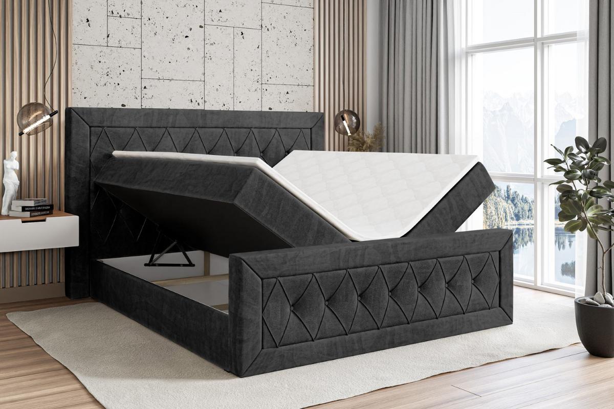 BOXBETT NOEL-Z - 160 x 200 - H3 - Schwarz - Schwarz, Holzwerkstoff (160/200cm) - ALTDECOR