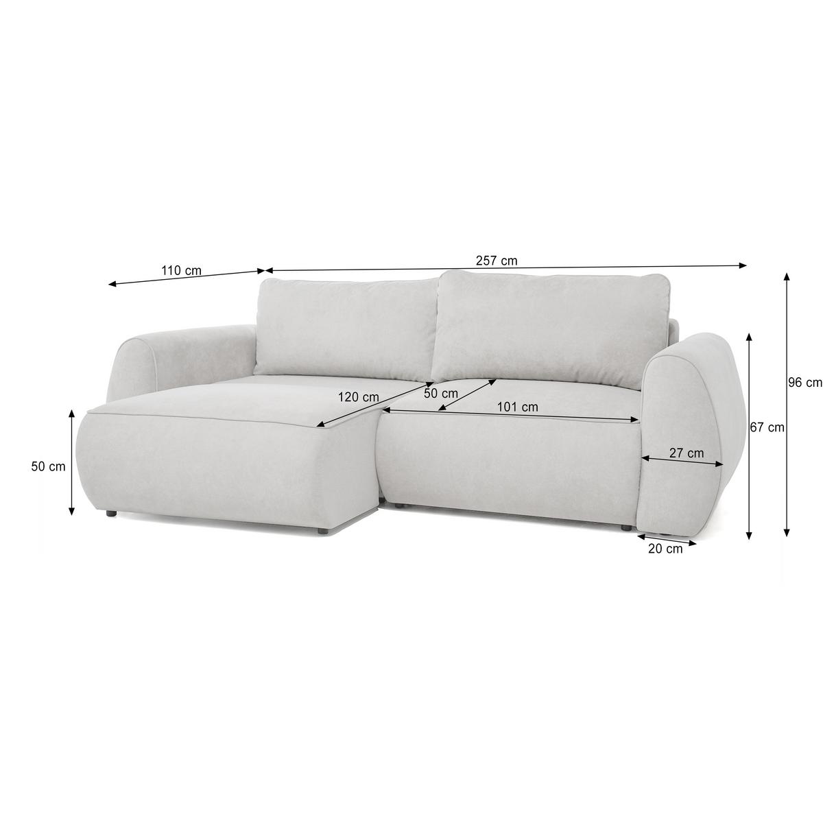 3-SITZER Schlafsofa Bravo mit Eckfunktion, mit zwei Bettkasten, Hellgrau - Hellgrau/Schwarz, Textil (257/96/110cm) - Beautysofa