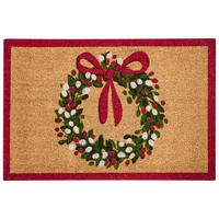 FUSSMATTE Naturfarben 60/90 cm Weihnachtsmotiv Kokosfasern Bulusan - Naturfarben, Textil (60/90cm) - Beliani