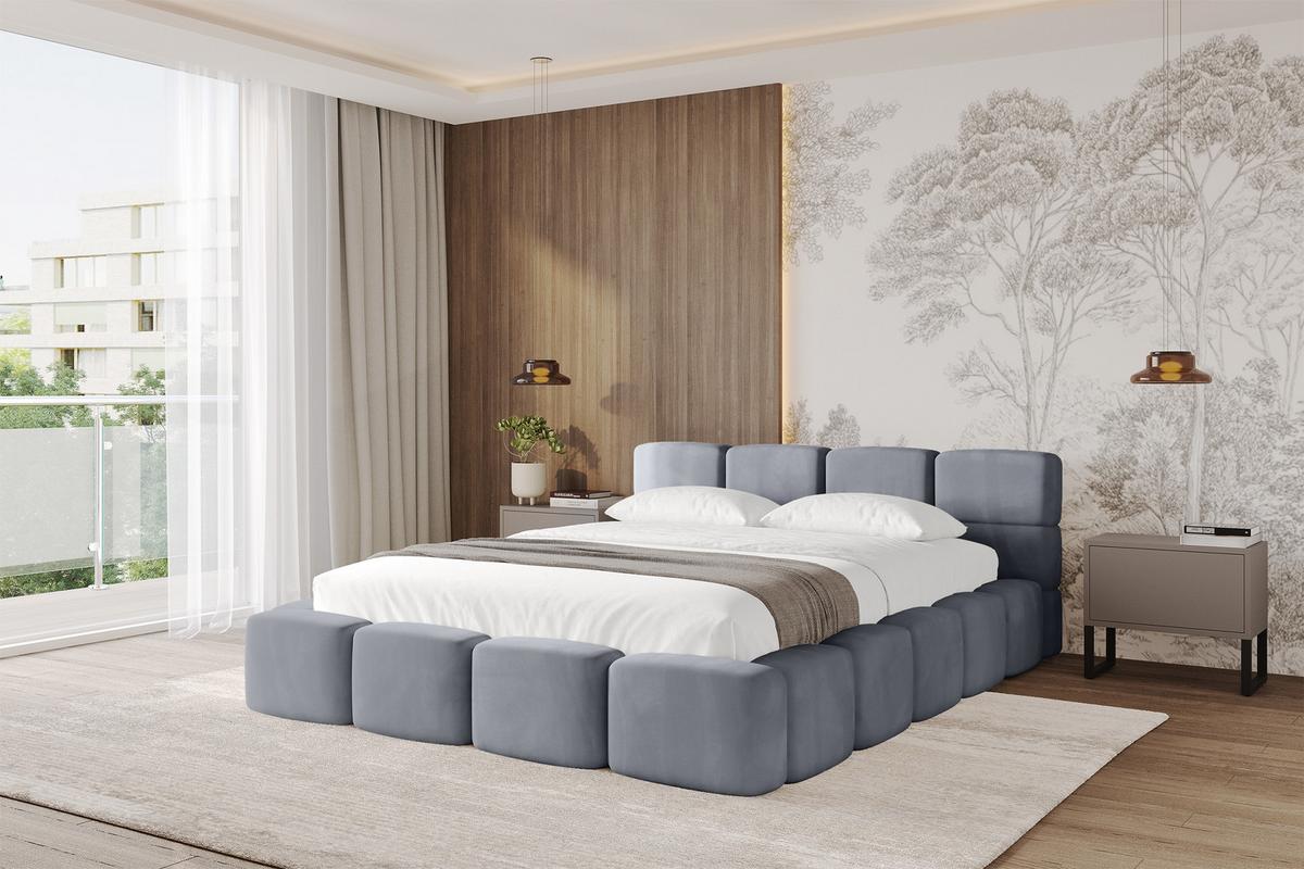 POLSTERBETT mit Bettkasten und Lattenrost, Bett mit Kopfteil, Boxbett ohne Matratze, Doppelbett mit Stauraum - NATA-v1 200x200 Grau - Grau, Holzwerkstoff/Textil (200/200cm) - ALTDECOR