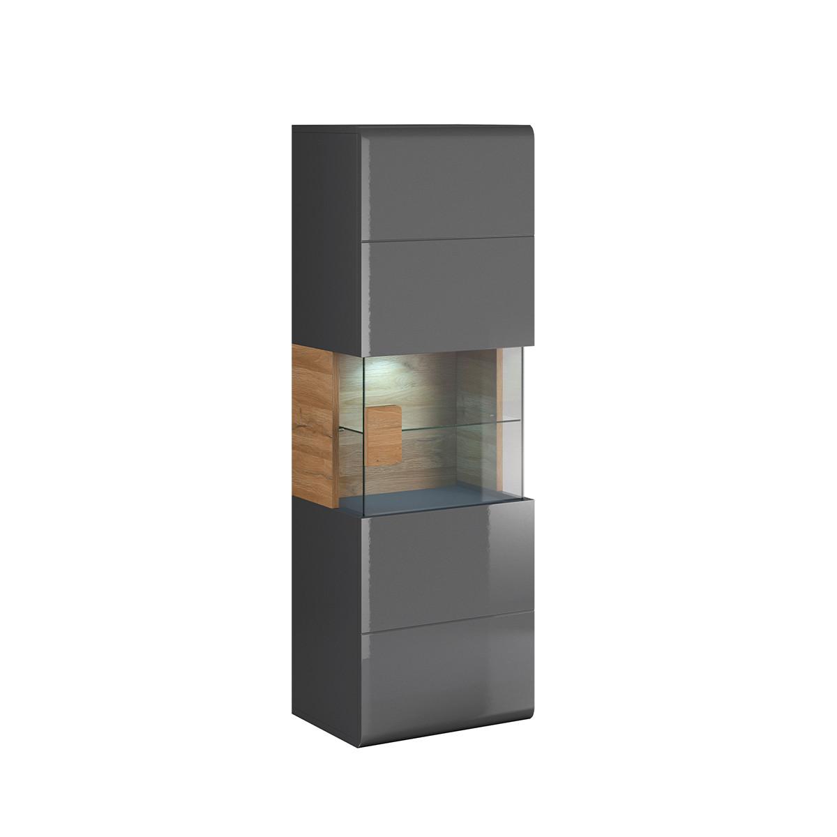VITRINE Jules Grau und Holz - Grau, Holzwerkstoff (53/159/39cm) - Petits-meubles