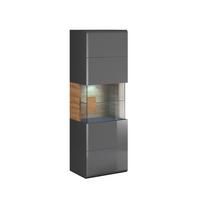 VITRINE Jules Grau und Holz - Grau, Holzwerkstoff (53/159/39cm) - Petits-meubles