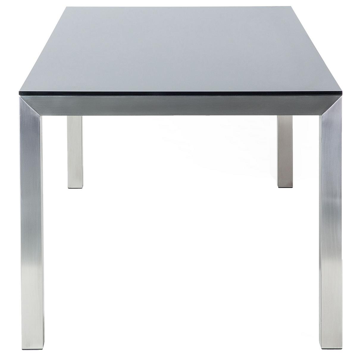 GARTENTISCH Glas schwarz 180/90 cm Grosseto - Silberfarben/Schwarz, Glas (180/90/76cm) - Beliani
