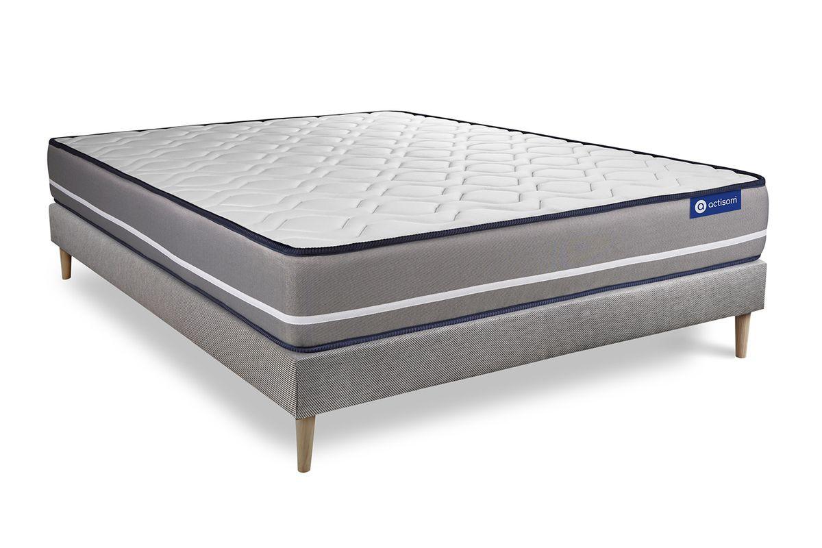 BETT Actiflex pur Taschenfederkern 160 x 200 cm h3 - Kit Bettgestell Grau - Beige/Grau, Karton/Holz (160/200cm) - ACTISOM