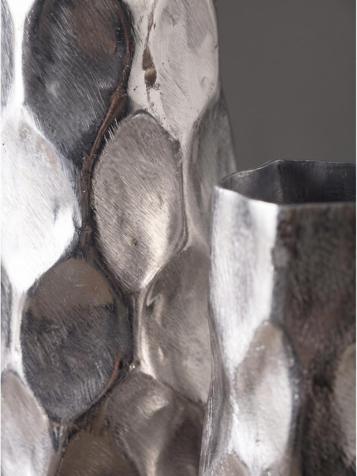 VASEN 2er-Set CASTELSARDO, Aluminium, Silber, Ø 15 x 48,5 cm - Silberfarben, Metall (48.5cm) - KADIMA DESIGN