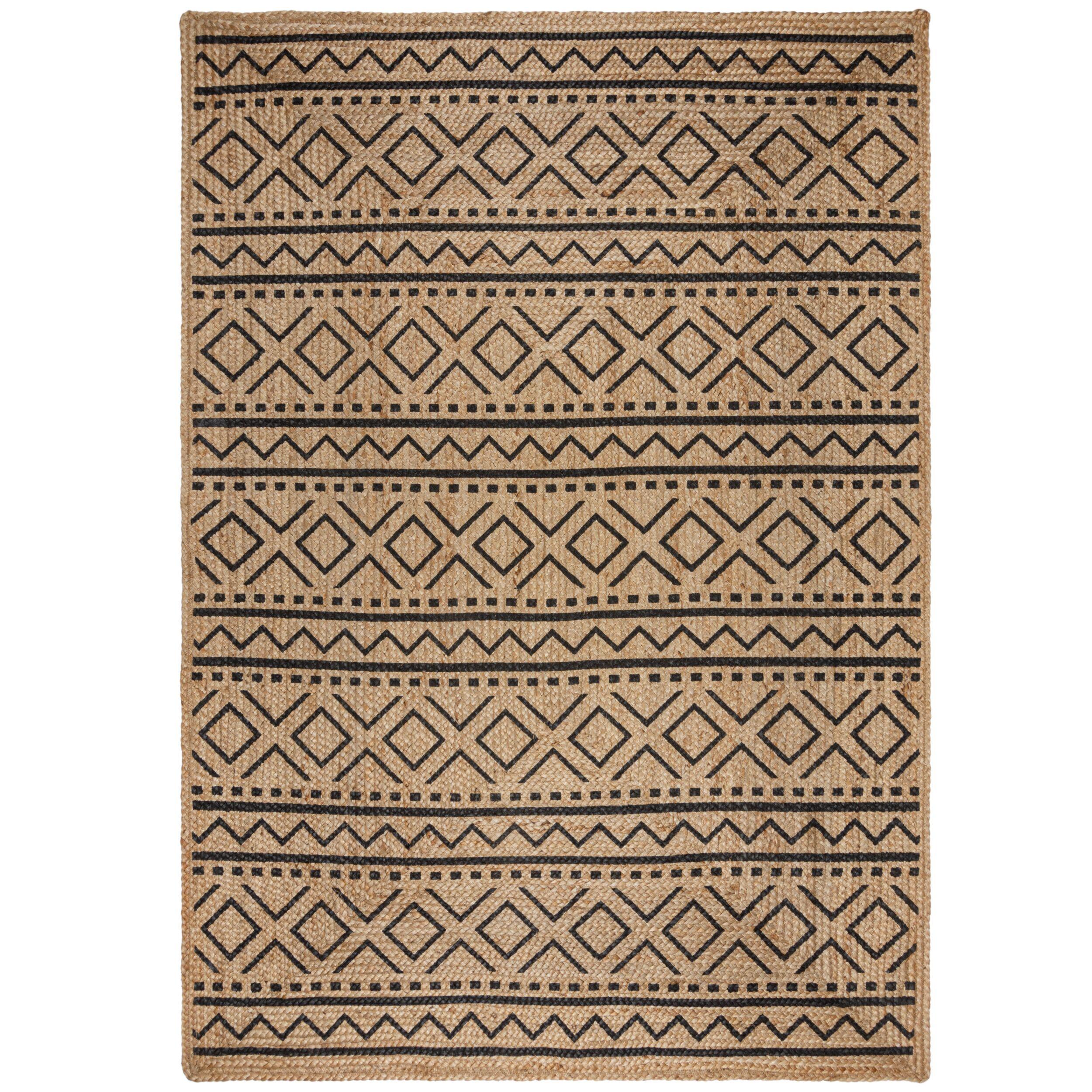 JUTETEPPICH handgewebt NEATH, geometrisch, Braun-Schwarz, 200 x 290 cm - Braun, Naturmaterialien (200/290cm) - KADIMA DESIGN