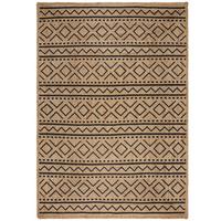 JUTETEPPICH handgewebt NEATH, geometrisch, Braun-Schwarz, 200 x 290 cm - Braun, Naturmaterialien (200/290cm) - KADIMA DESIGN