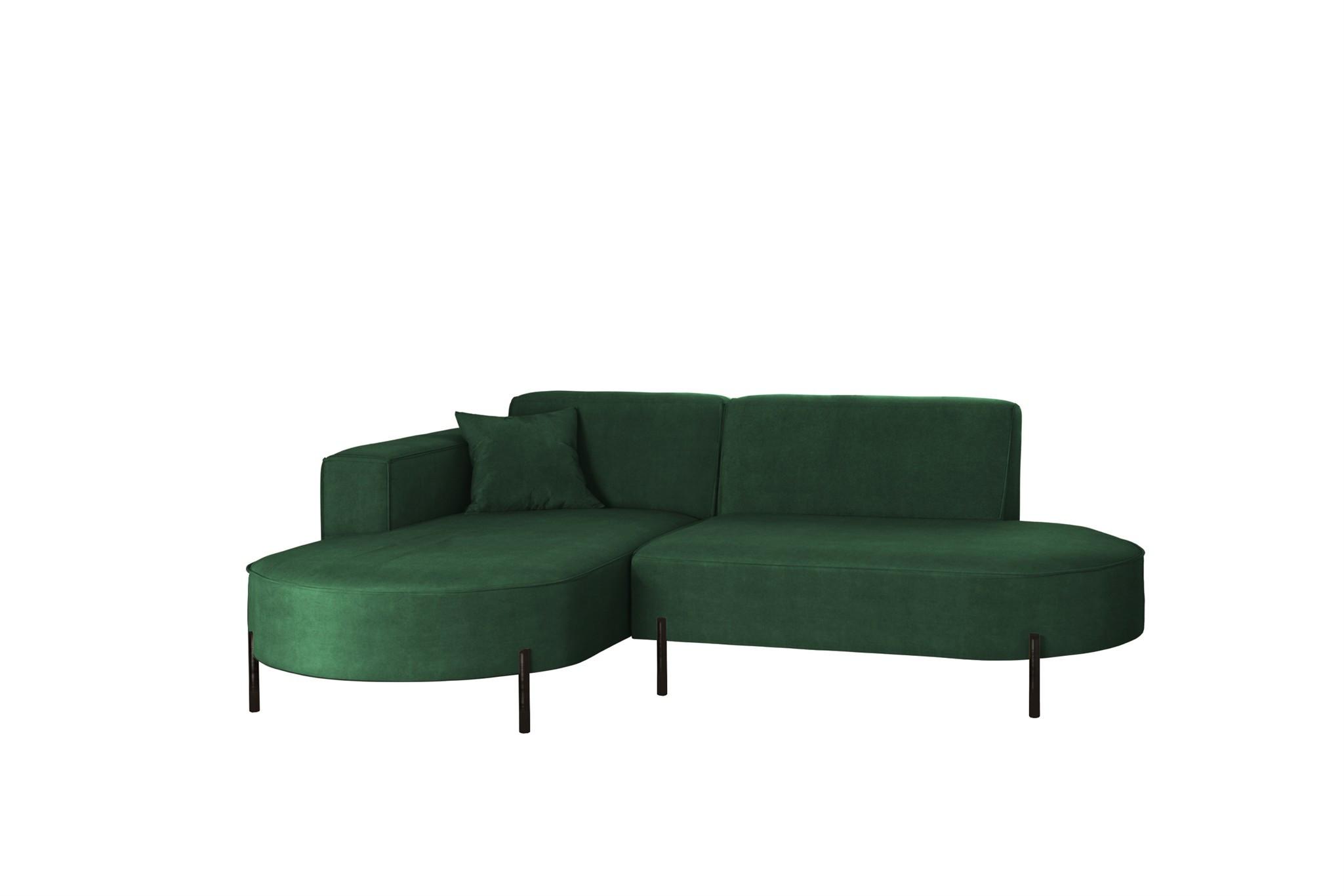 ECKSOFA Valencia Xs - Dunkelgrün, Holzwerkstoff/Textil (236/165cm) - Fun Möbel