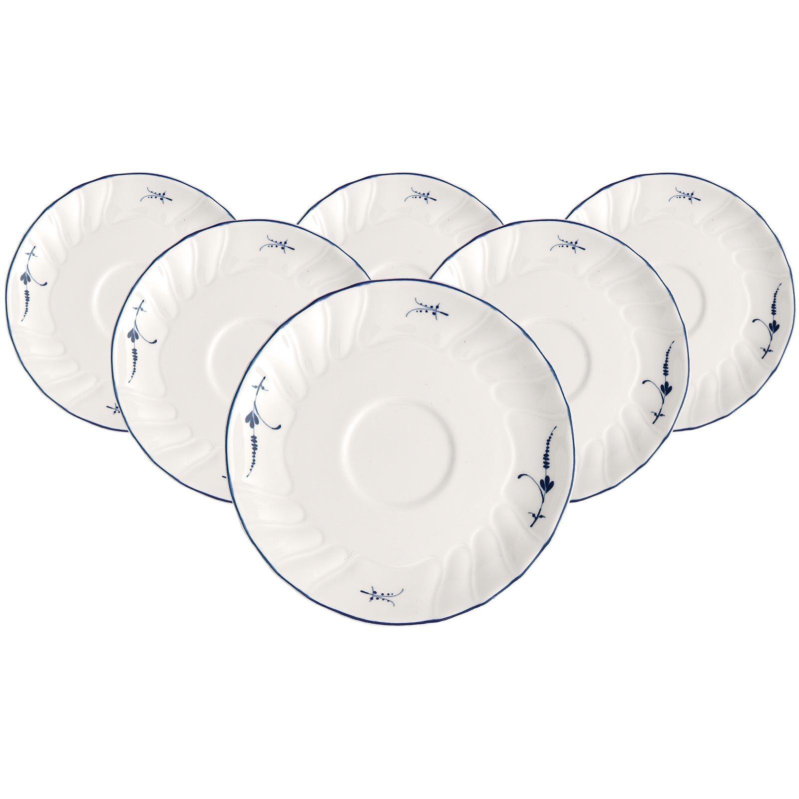 MOKKA-/ESPRESSOUNTERTASSEN Vieux Luxembourg weiß-blau ø 12 cm 6er Set - Blau/Weiß, Keramik (12cm) - Villeroy & Boch