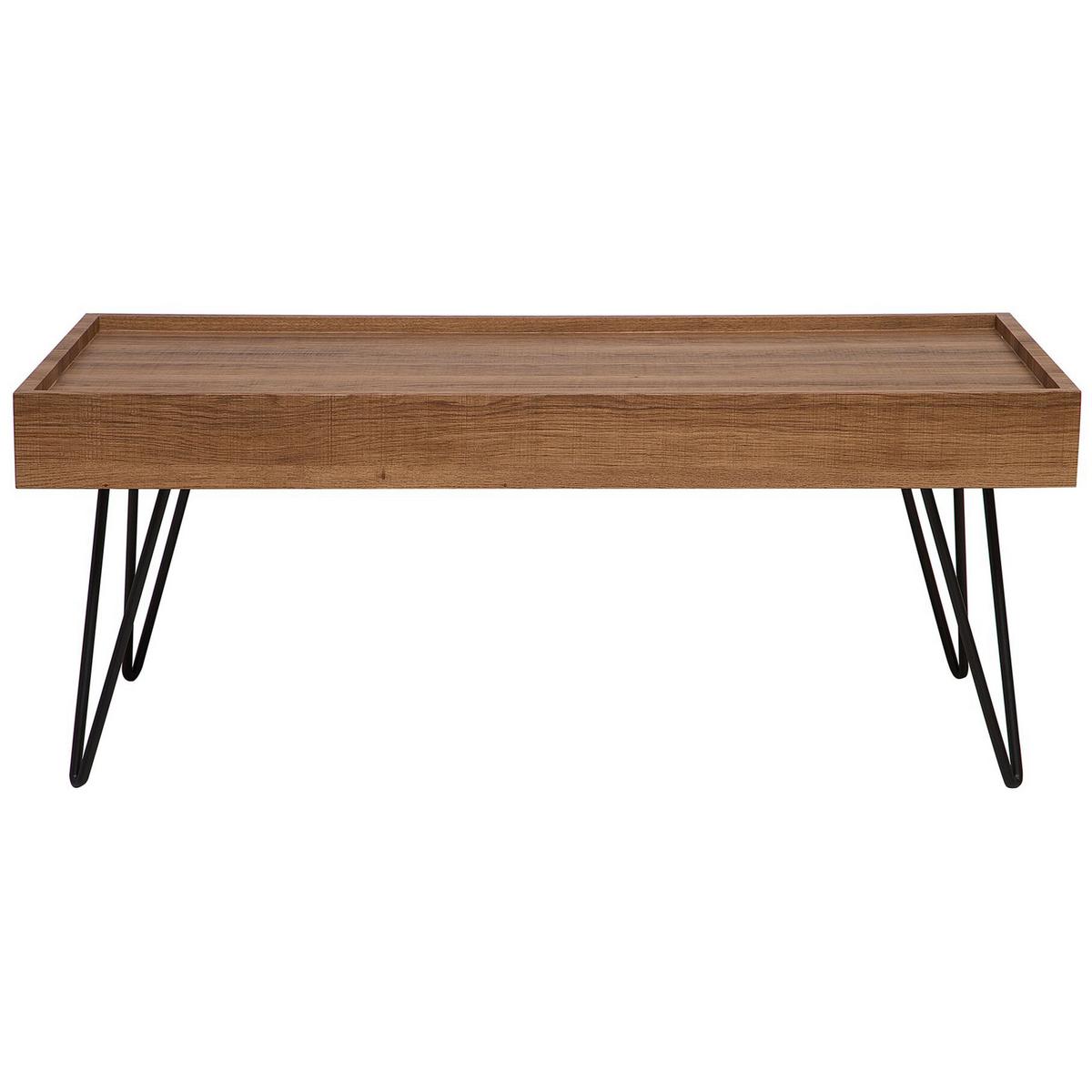 COUCHTISCH dunkler Holzfarbton rechteckig 100/60 cm Welton - Dunkelbraun/Schwarz, Holzwerkstoff (60/100/43cm) - Beliani