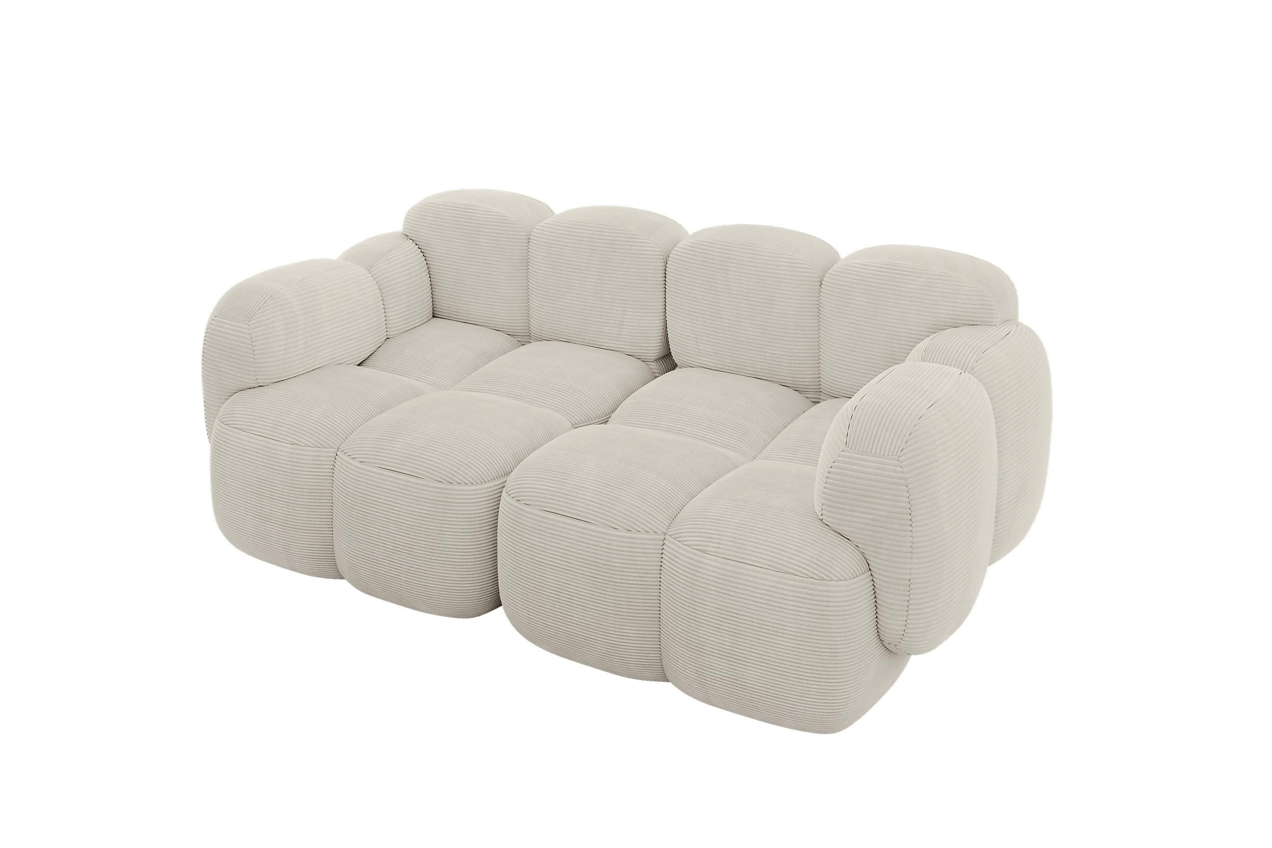 2-SITZER modulares Sofa Miko-S1 214x118x75 cm Creme Cord - Schwarz/Mokka, Holzwerkstoff/Kunststoff (214/75/118cm) - ALTDECOR