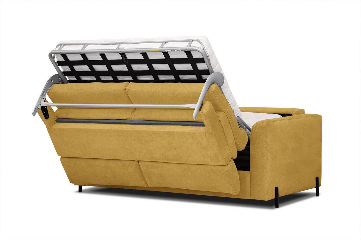 SOFA MEZO 3-Sitzer mit Schlaffunktion, gelb - Gelb/Schwarz, Holz/Textil (232/90/107cm) - Wozimo
