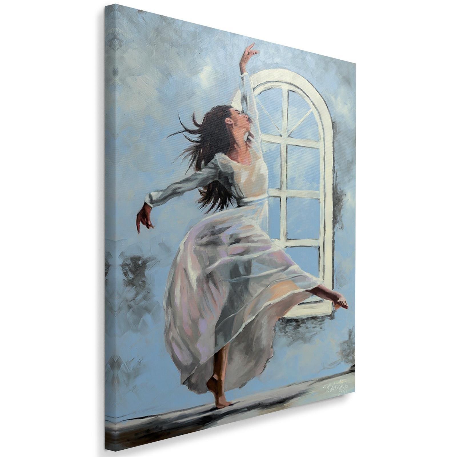 LEINWANDBILD Ballerina Tänzerin 60x90cm - Blau, Textil (60/90cm) - Feeby