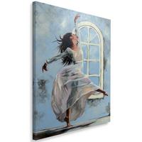 LEINWANDBILD Ballerina Tänzerin 40x60cm - Blau, Textil (40/60cm) - Feeby