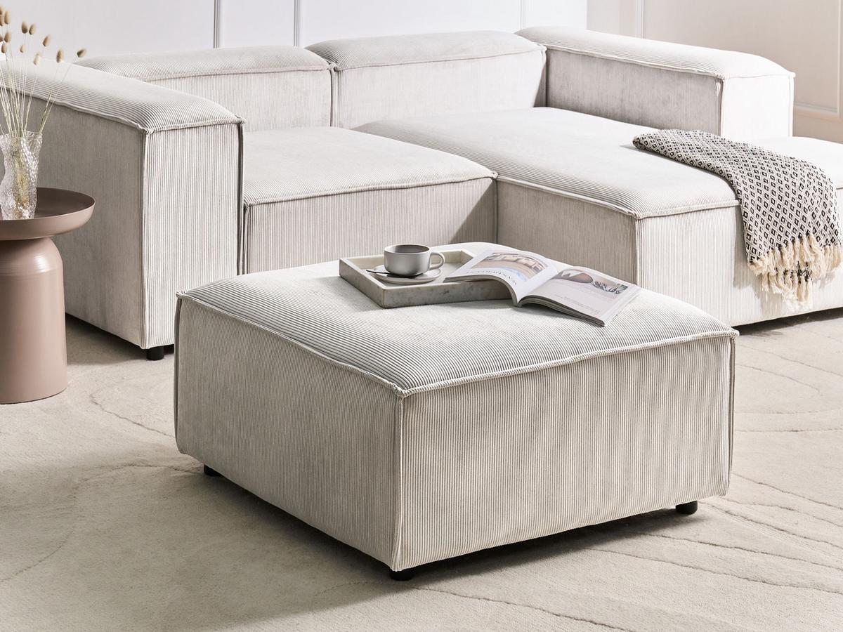 OTTOMANE Cord Cremeweiß Ardal - Creme, Textil (86/45/86cm) - Beliani