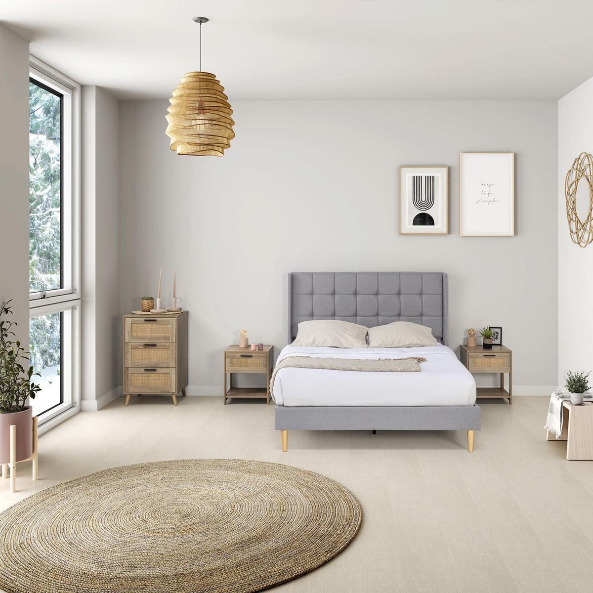 POLSTERBETT 90x190 cm Esther, Hellgrau - Hellgrau, Textil (195/96/117cm) - VS Venta-stock