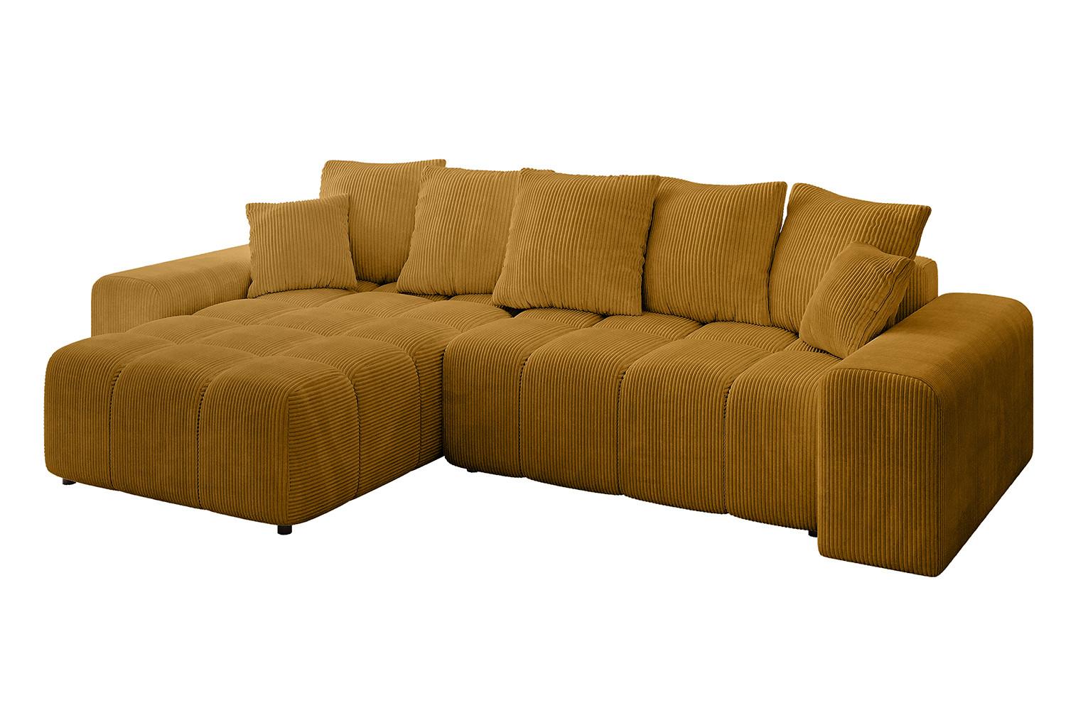 ECKSOFA Ottomane links ENIL-L 297x189x68 Senfgelb Cord - Currygelb, Holzwerkstoff/Kunststoff (297/189cm) - ALTDECOR