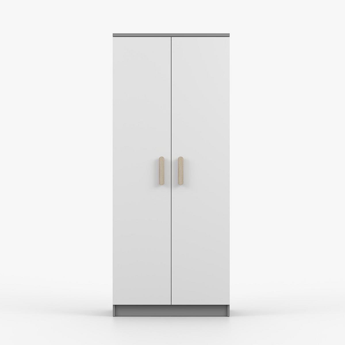 DREHTÜRENSCHRANK 80/192/50 cm 2-türig Jonas II 06 Grau/Weiß + sonomaeichefarbene Griffe - Weiß/Grau, Holz/Holzwerkstoff (80/192/50cm) - imoebel24