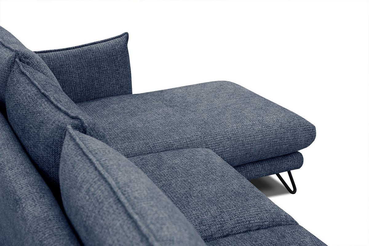 ECKSOFA HOSTEN 4-Sitzer, dunkelblau - Schwarz/Dunkelblau, Holzwerkstoff/Textil (269/158cm) - Wozimo