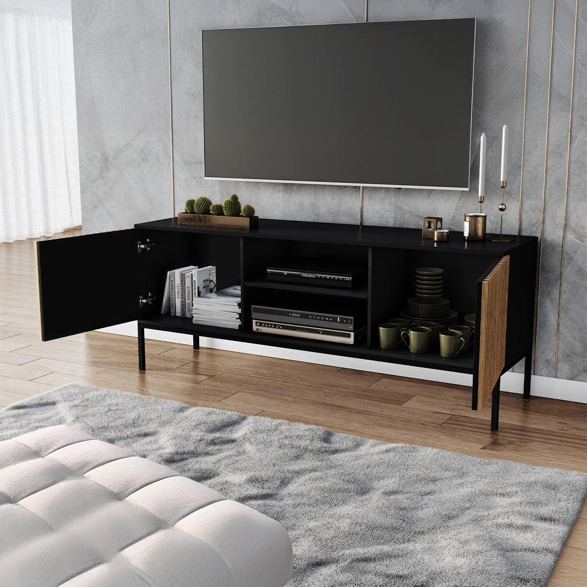 TV-MÖBEL Melchior Schwarz - Schwarz, Holzwerkstoff (150/60/40cm) - Petits-meubles