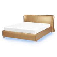 WASSERBETT mit LED 140x200 cm Gold Paris - Goldfarben, Leder (140/200cm) - Beliani