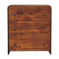 KOMMODE Aspen Schlank, 3 Schubladen, Dunkelbraun - Messingfarben/Braun, Holz/Metall (70/80/35cm) - Artisan Furniture