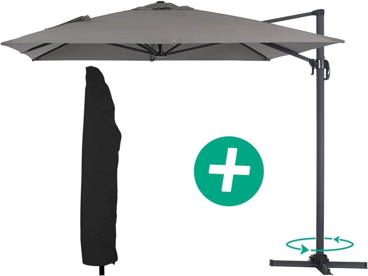 SONNENSCHIRM sun 4 Grau - Grau, Metall (400/300cm) - Habitat Garten
