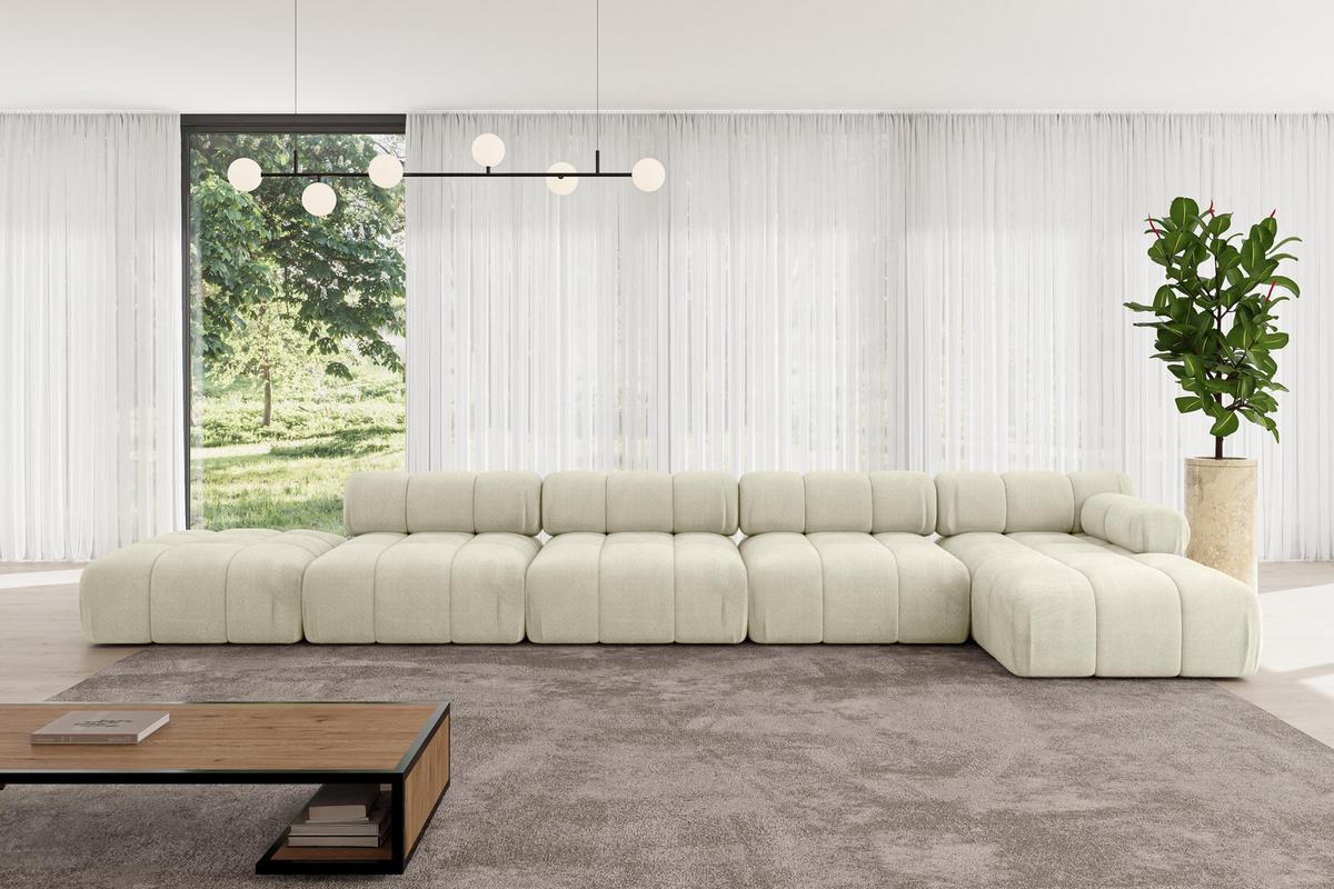 ECKSOFA modulares Sofa Lizur-L3 - 475x160x70 cm Beige Velours - Beige, Holzwerkstoff/Textil (475/160cm) - ALTDECOR