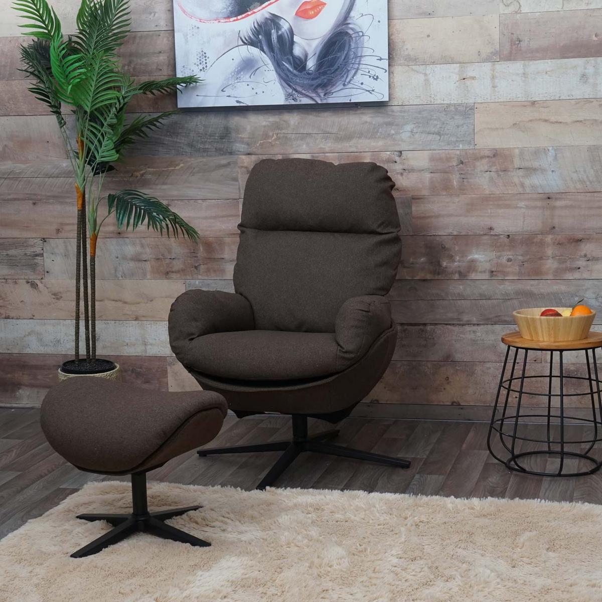 RELAXSESSEL + HOCKER Braun - Braun, Textil (72/101/73cm) - MCW