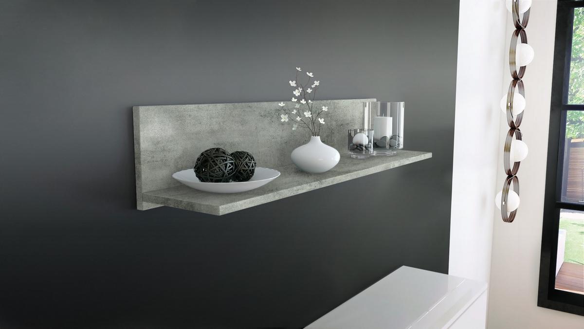 WANDREGAL Skadu Beton Dunkel Optik - Dunkelgrau, Holzwerkstoff (97.5/18.5/18.5cm) - Vladon