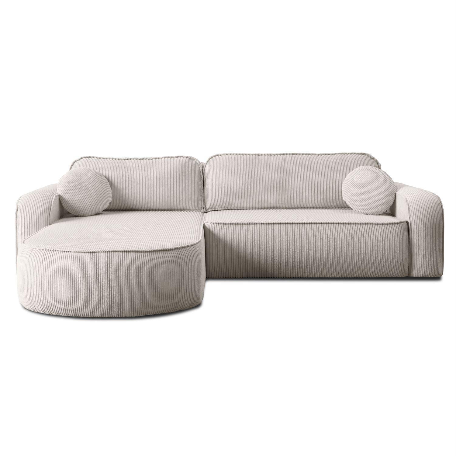 ECKSOFA VENUS mit Schlaffunktion und Bettkasten, Poso 100 - Creme, Textil (275/178cm) - Lookway