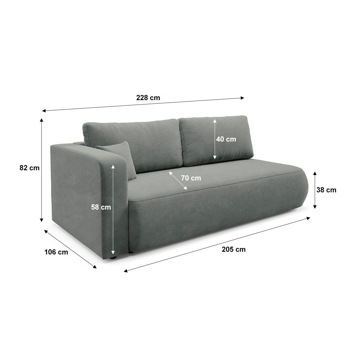 SOFA Antonio 3 Sitzplätze Grau - Grau, Holz (228/82/106cm) - Petits-meubles