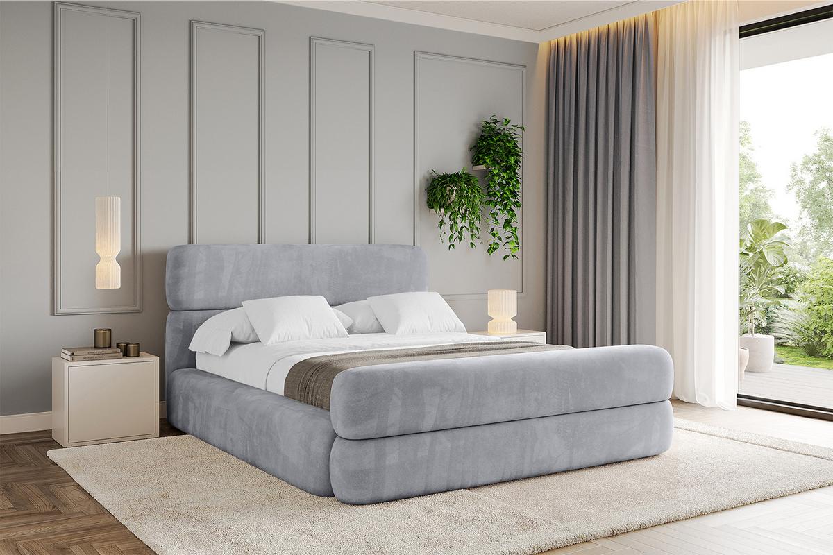 POLSTERBETT mit Bettkasten, Fußteil und Lattenrost, Boxbett ohne Matratze - ENORA-Z 140x200 Hellgrau - Hellgrau, Holzwerkstoff/Textil (140/200cm) - ALTDECOR