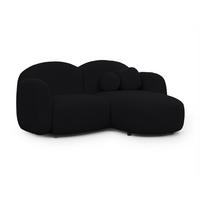 ECKSOFA Nuvola mit abgerundetem Design Schwarz Bouclé-Stoff - Ottomane Rechts - Schwarz, Holz/Kunststoff (190/146cm) - S-Style Möbel