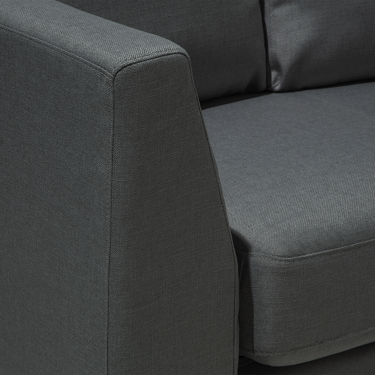 7-SITZER-SOFA mit Ottomane Polyester Grau Rotunde - Dunkelgrau, Textil (448/76/236cm) - Beliani