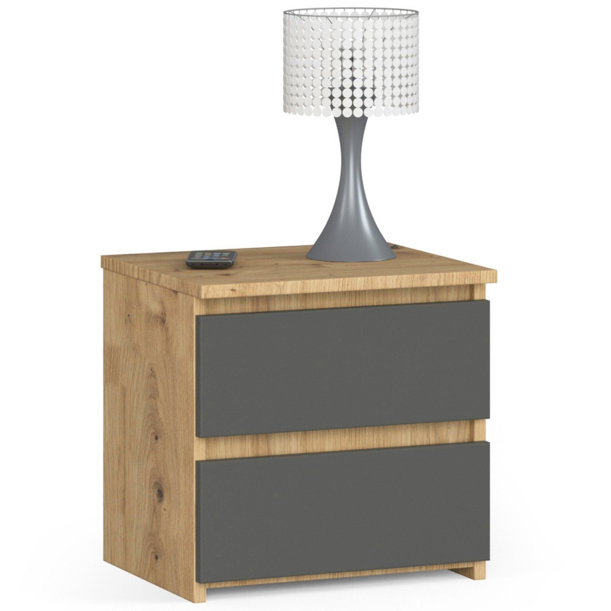 NACHTTISCH Eiche Artisan, Graphit Grau 40/40/35 - Eiche Artisan, Holzwerkstoff (40/40/35cm) - RAUMHIRSCH FURNITURE
